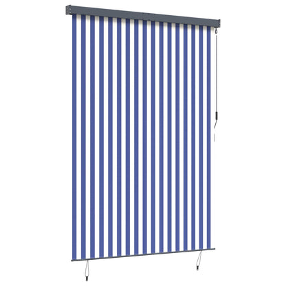 Roller Blind Blue and White 180 x 250 cm Fabric and Aluminum
