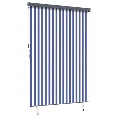 Roller Blind Blue and White 180 x 250 cm Fabric and Aluminum