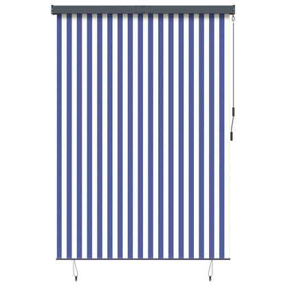 Roller Blind Blue and White 180 x 250 cm Fabric and Aluminum