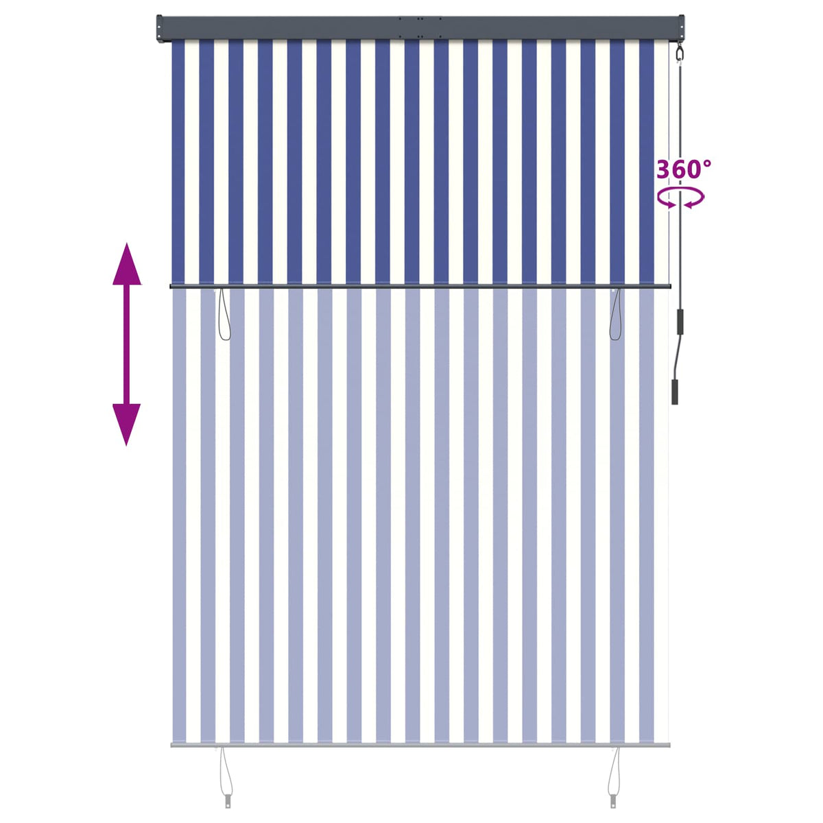 Roller Blind Blue and White 180 x 250 cm Fabric and Aluminum