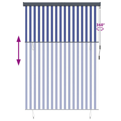 Roller Blind Blue and White 180 x 250 cm Fabric and Aluminum