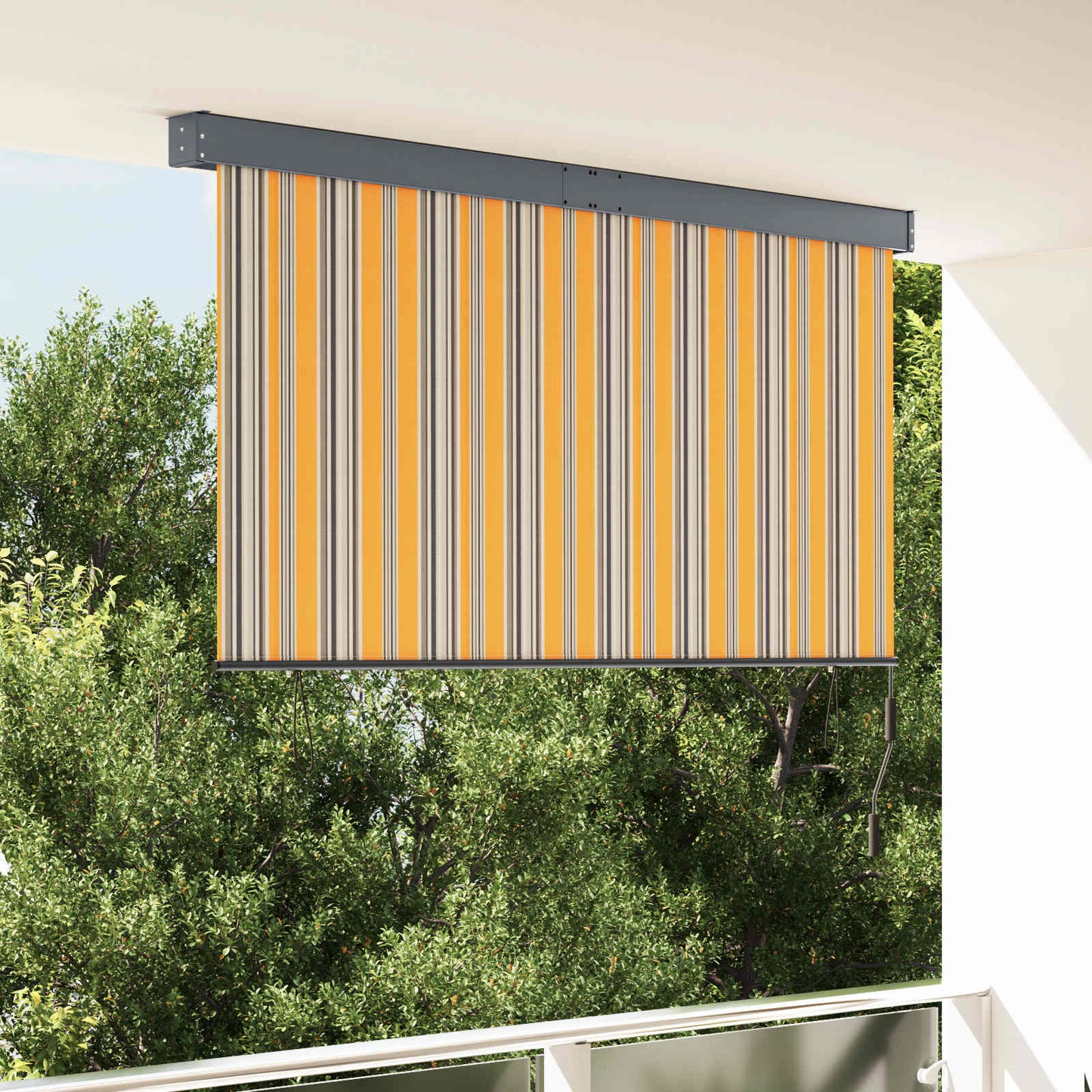 Roller Blind Yellow and Blue 180 x 250 cm Fabric and Aluminum