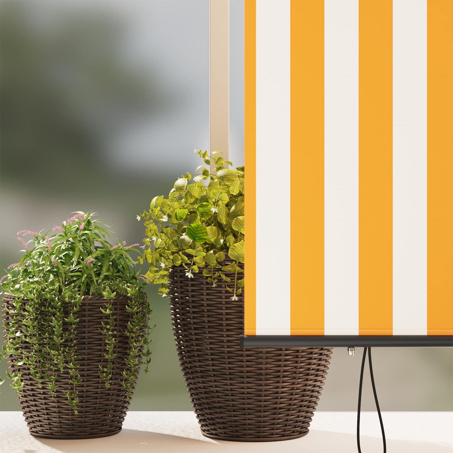 Roller Blind White and Orange 180 x 250 cm Fabric and Aluminum