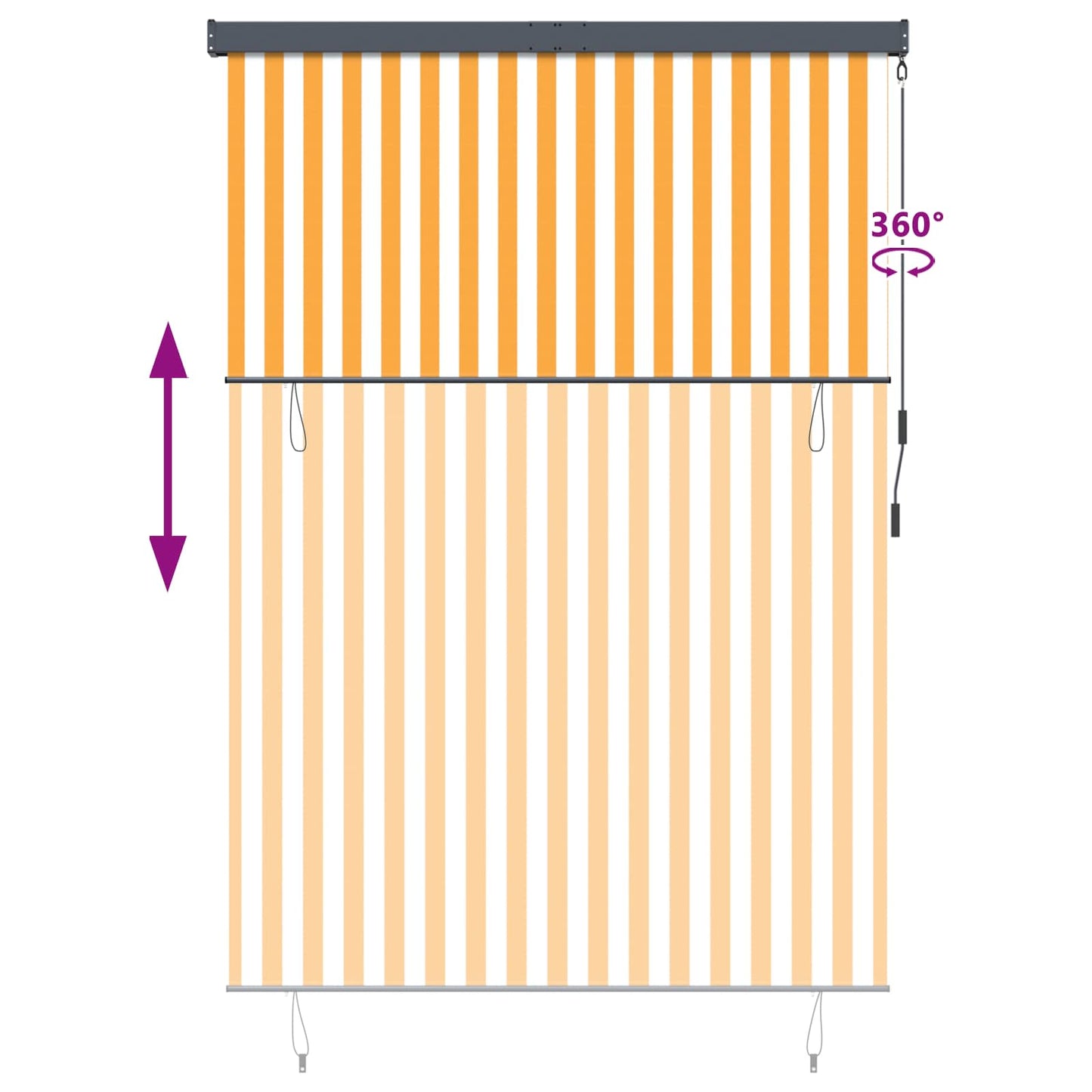 Roller Blind White and Orange 180 x 250 cm Fabric and Aluminum