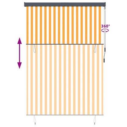Roller Blind White and Orange 180 x 250 cm Fabric and Aluminum