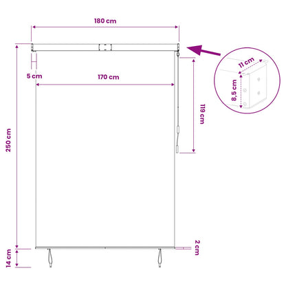 Roller Blind Anthracite 180 x 250 cm Fabric and Aluminum