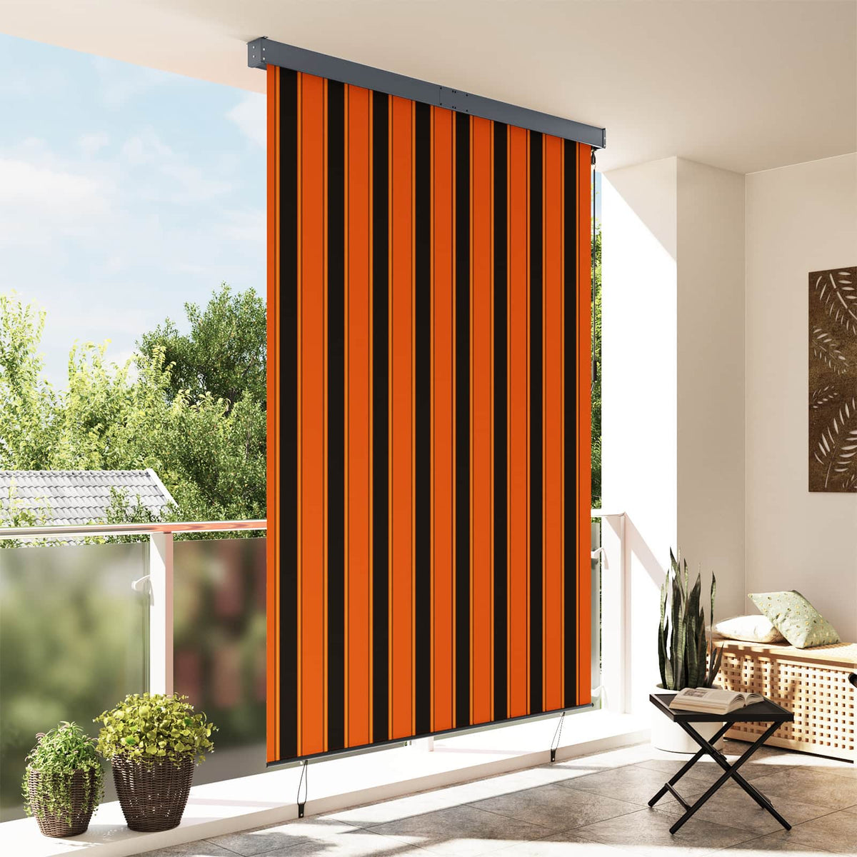 Roller Blind Orange and Brown 180 x 250 cm Fabric and Aluminum
