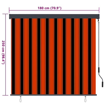 Roller Blind Orange and Brown 180 x 250 cm Fabric and Aluminum