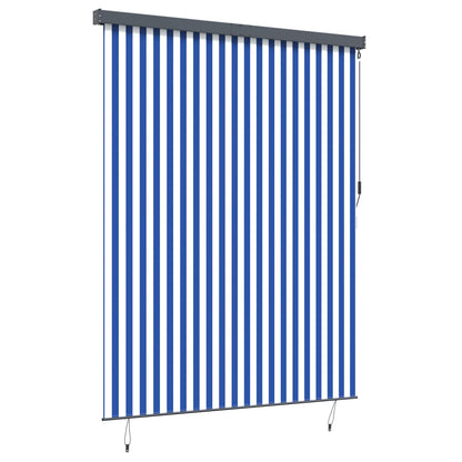 Roller Blind Blue and White 200 x 250 cm Fabric and Aluminum