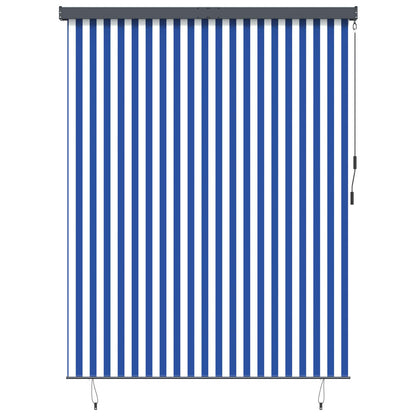 Roller Blind Blue and White 200 x 250 cm Fabric and Aluminum