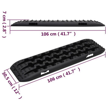 Traction Boards 2 pcs Black 106x30.5x7 cm Nylon