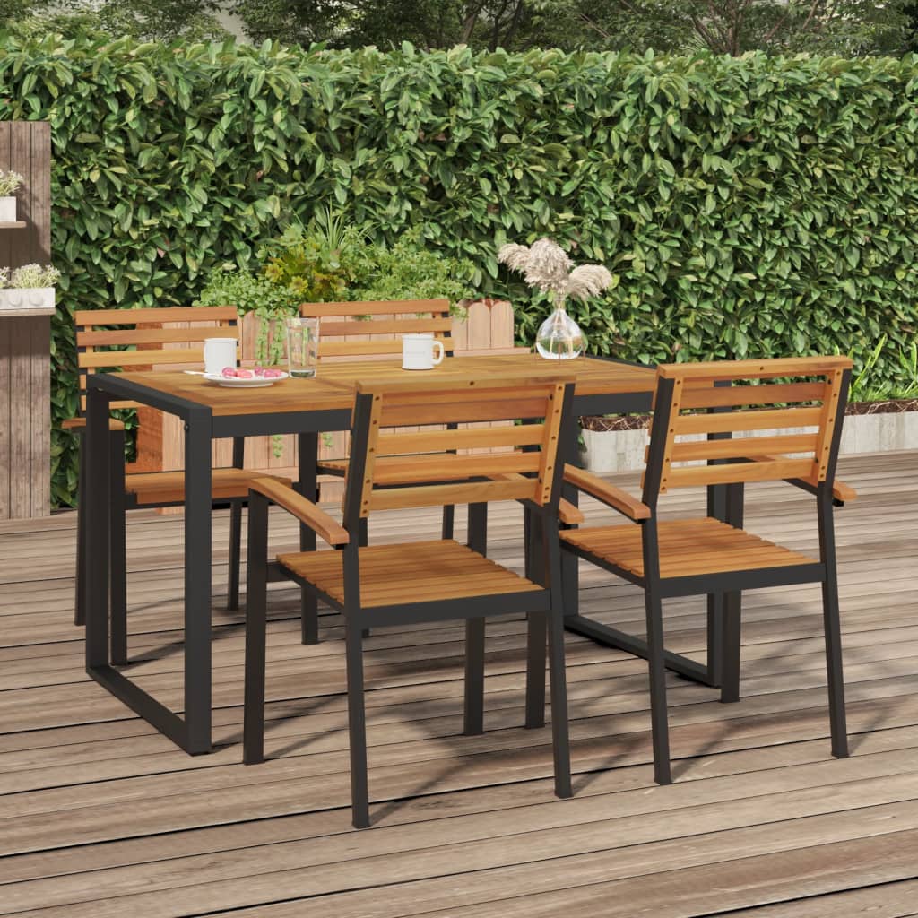 Stackable Garden Chair | Set of 4 | Brown, Black