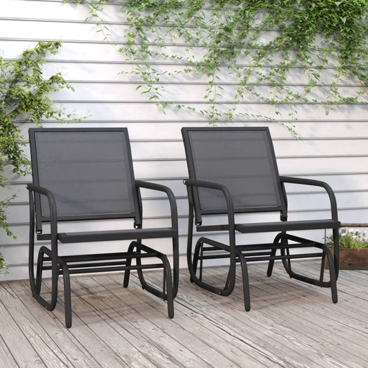 Garden Glider Chairs 2 pcs Black 61x76x87 cm Textilene&Steel