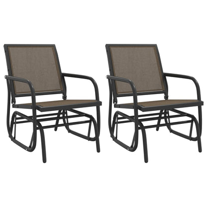 Garden Glider Chairs 2 pcs Brown 61x76x87 cm Textilene&Steel