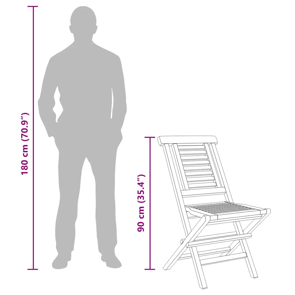 Folding Garden Chair | Set of 2 | Teak | Solid teak wood | Standard