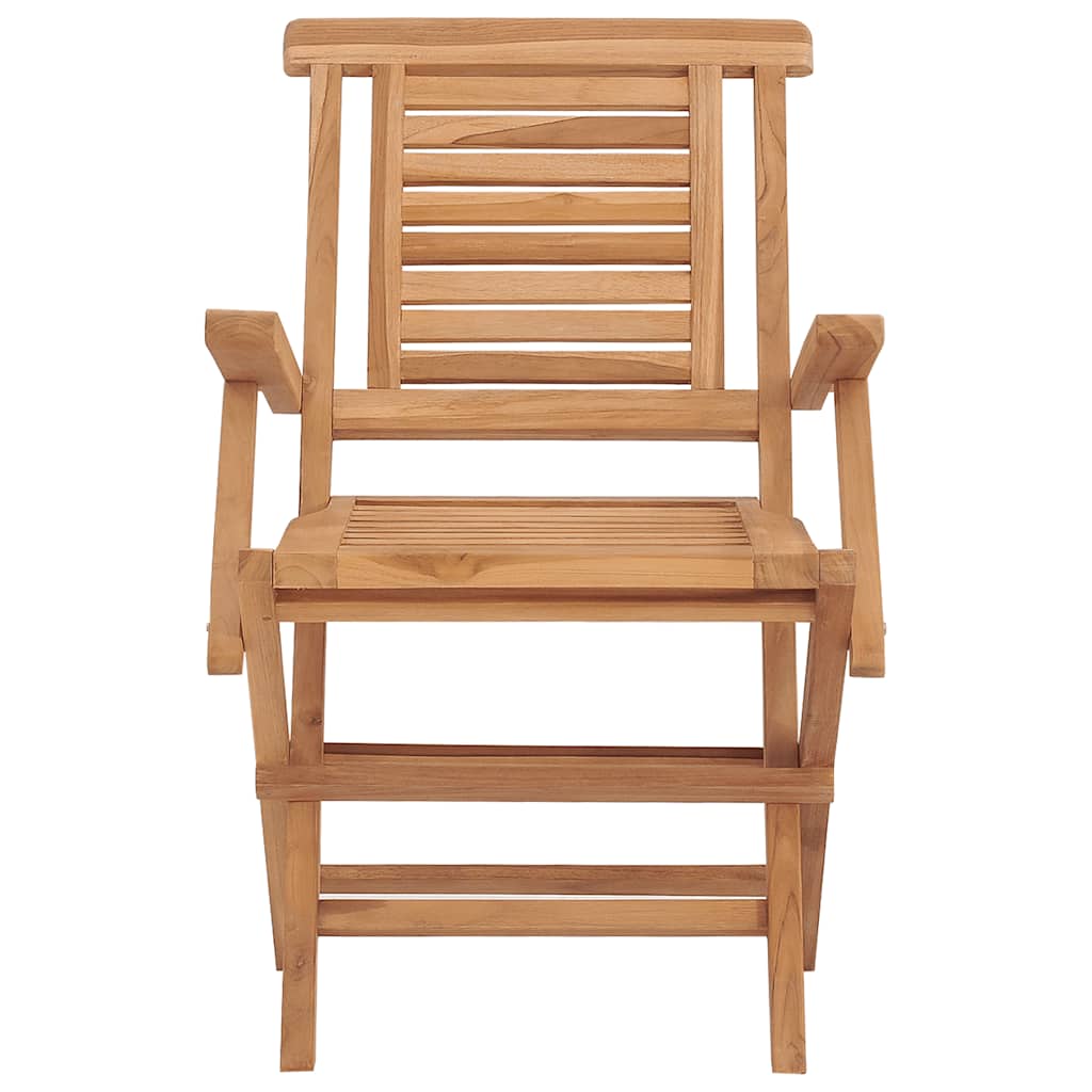 Folding Garden Chair | Set of 2 | Natural teak | Solid teak wood | Medium