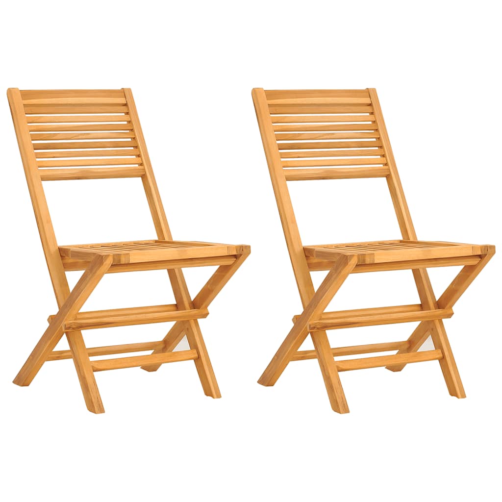 Folding Garden Chair | Set of 2 | Natural Wood | Solid Teak Wood | Medium