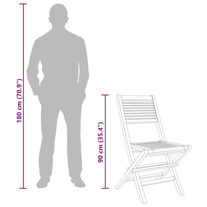 Folding Garden Chair | Set of 2 | Natural Wood | Solid Teak Wood | Medium