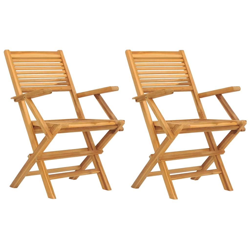Folding Garden Chair | Set of 2 | Natural Teak | Solid teak wood