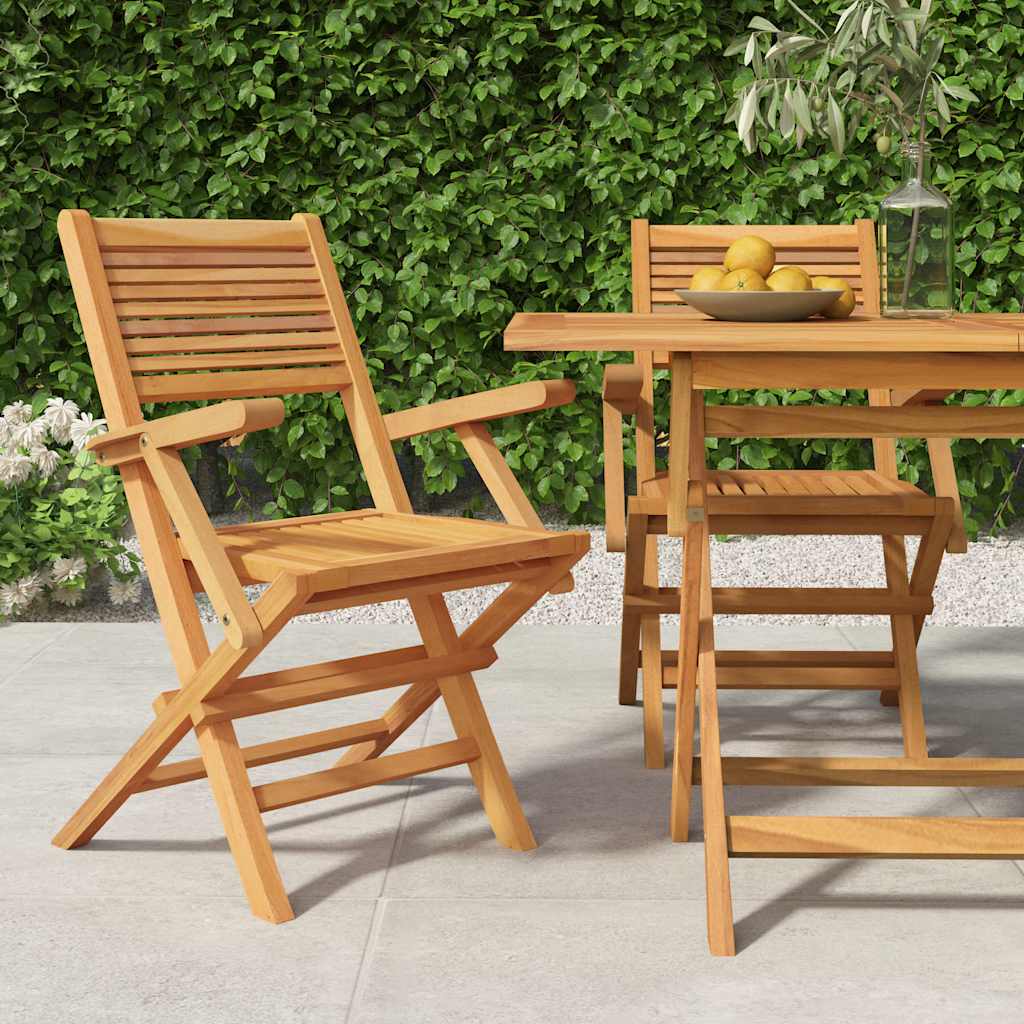 Folding Garden Chair | Set of 2 | Natural Teak | Solid teak wood