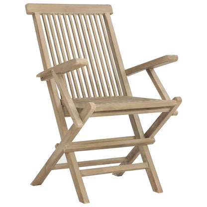 Folding Garden Chair | Set of 2 | Grey | Solid teak wood | Adjustable