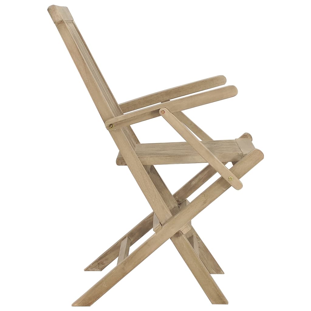 Folding Garden Chair | Set of 2 | Grey | Solid teak wood | Adjustable