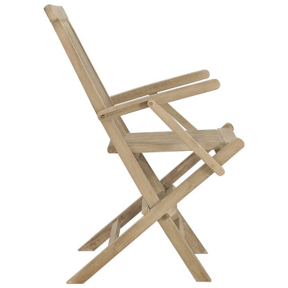 Folding Garden Chair | Set of 2 | Grey | Solid teak wood | Adjustable