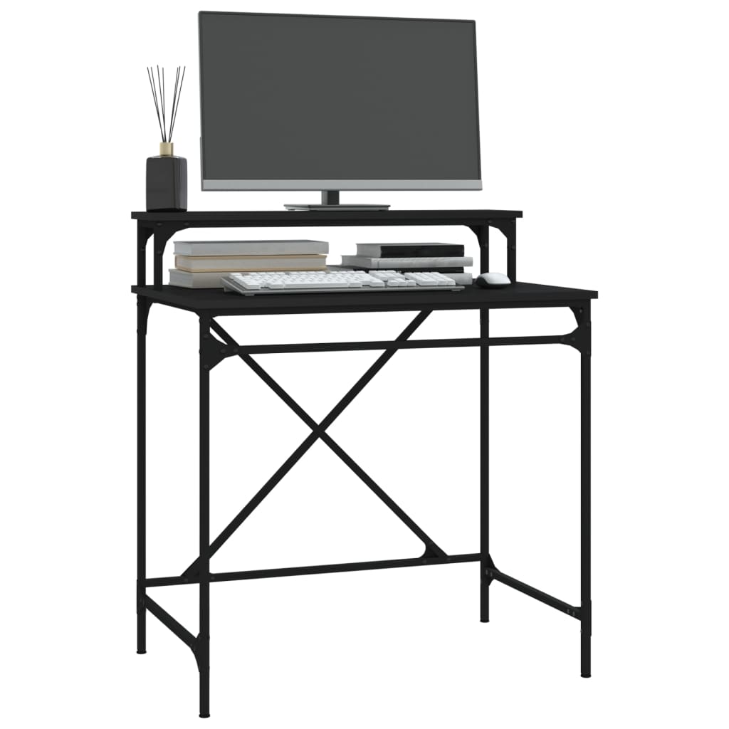 Desk Black 80x50x90 cm Engineered Wood and Iron