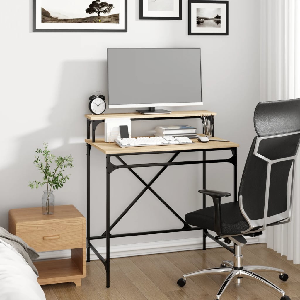 Desk Sonoma Oak 80x50x90 cm Engineered Wood and Iron