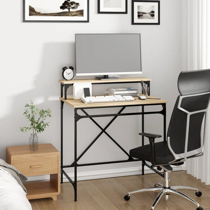 Desk Sonoma Oak 80x50x90 cm Engineered Wood and Iron