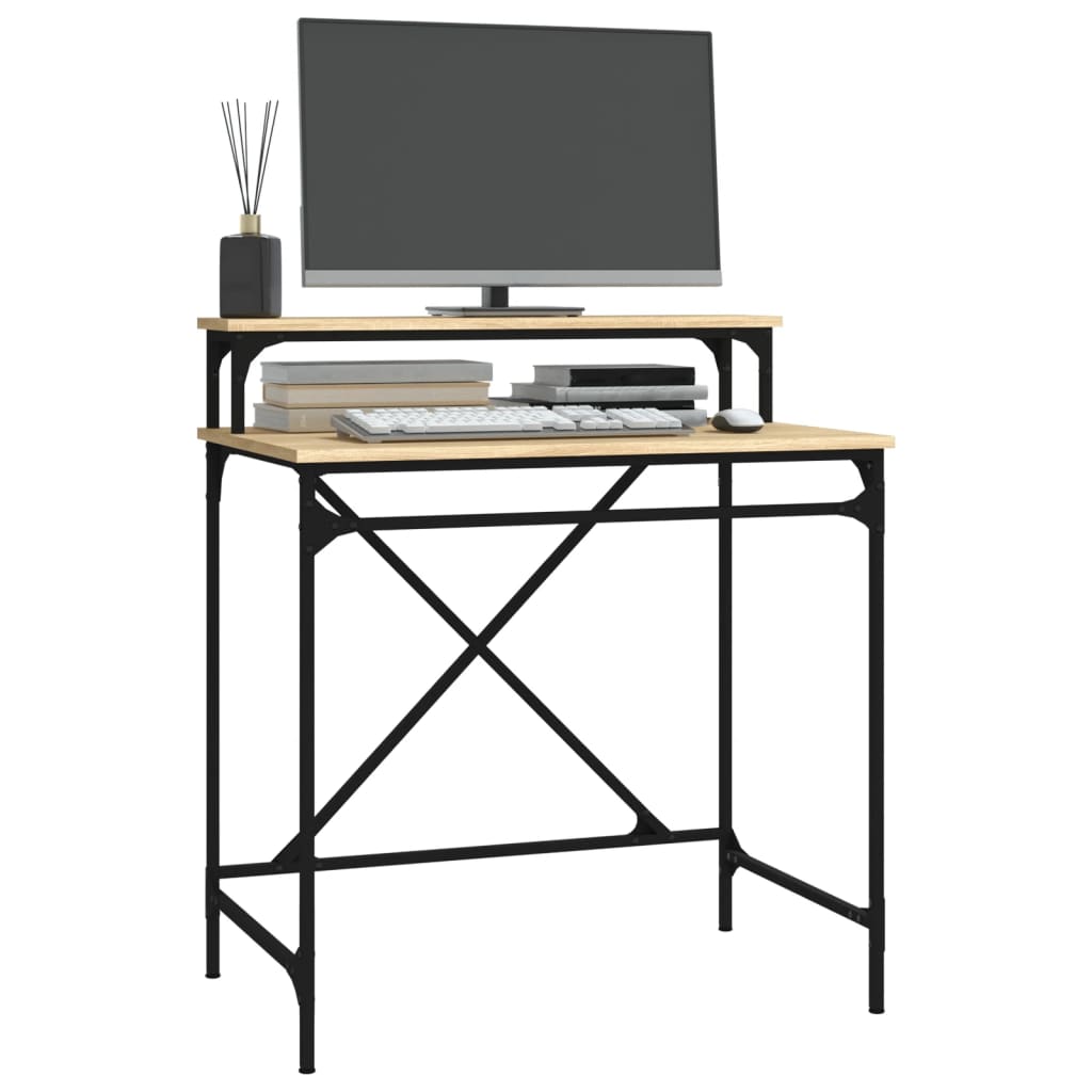 Desk Sonoma Oak 80x50x90 cm Engineered Wood and Iron