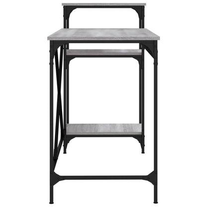 Desk with Shelves Grey Sonoma 135x50x90 cm Engineered Wood&Iron