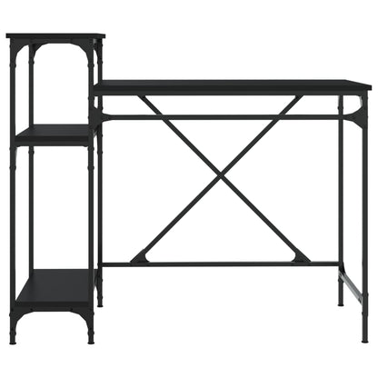 Desk with Shelves Black 105x50x90 cm Engineered Wood&Iron