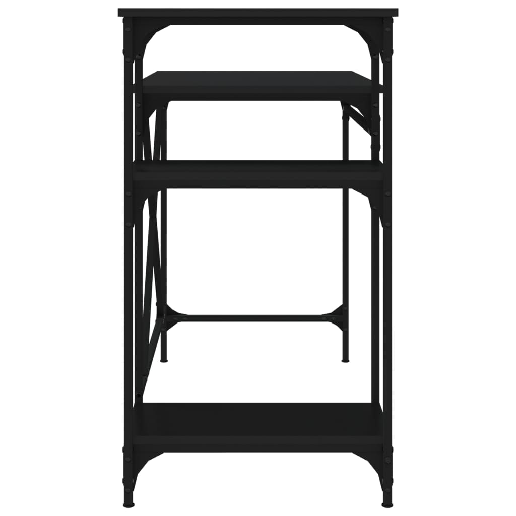 Desk with Shelves Black 105x50x90 cm Engineered Wood&Iron