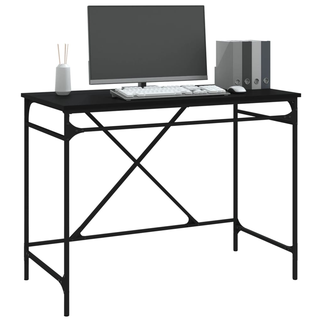 Desk Black 100x50x75 cm Engineered Wood and Iron
