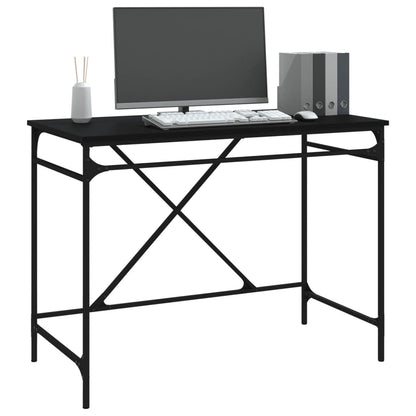 Desk Black 100x50x75 cm Engineered Wood and Iron
