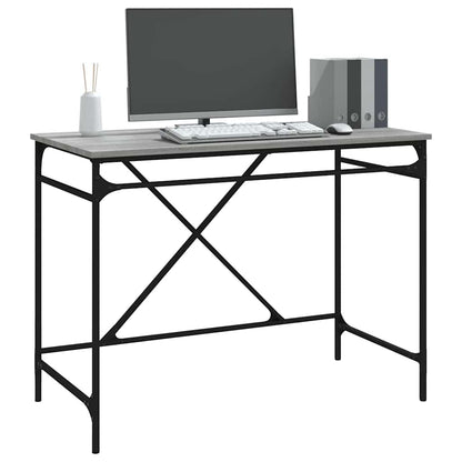 Desk Grey Sonoma 100x50x75 cm Engineered Wood and Iron