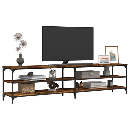 TV Cabinet Smoked Oak 200x30x50 cm Engineered Wood and Metal