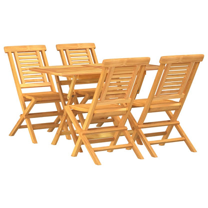 5 Piece Garden Dining Set Solid Wood Teak