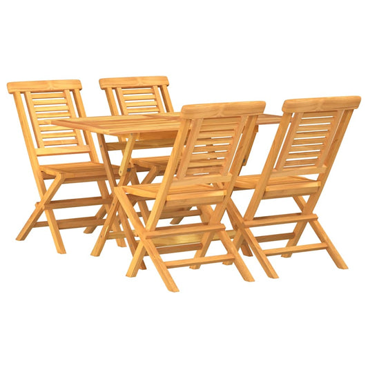5 Piece Garden Dining Set Solid Wood Teak