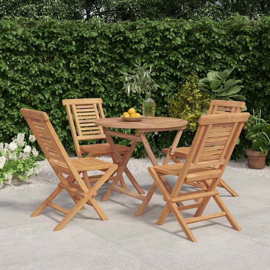 5 Piece Garden Dining Set Solid Wood Teak