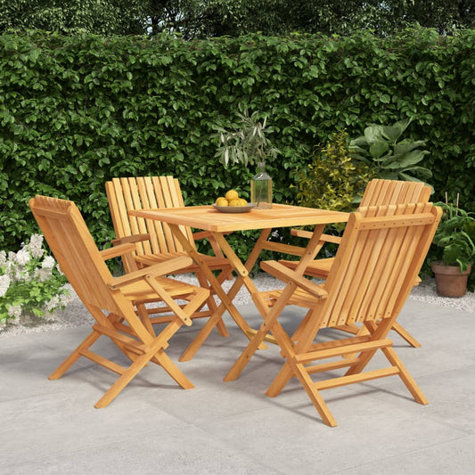 Garden Dining Set | Brown | Solid Teak Wood | 5 Piece Set | Foldable