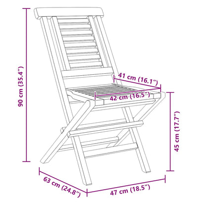 Folding Garden Chairs 4 pcs 47x63x90 cm Solid Wood Teak
