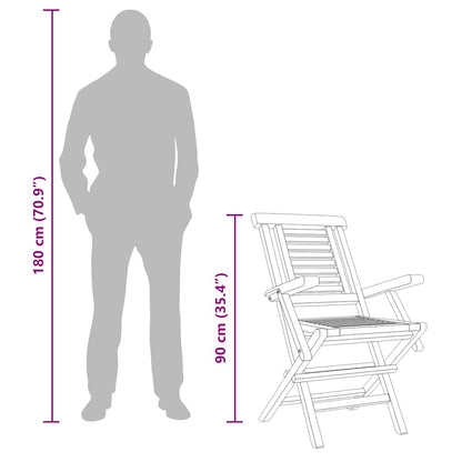 Folding Garden Chair | Set of 8 | Natural Teak | Solid Teak Wood | Medium