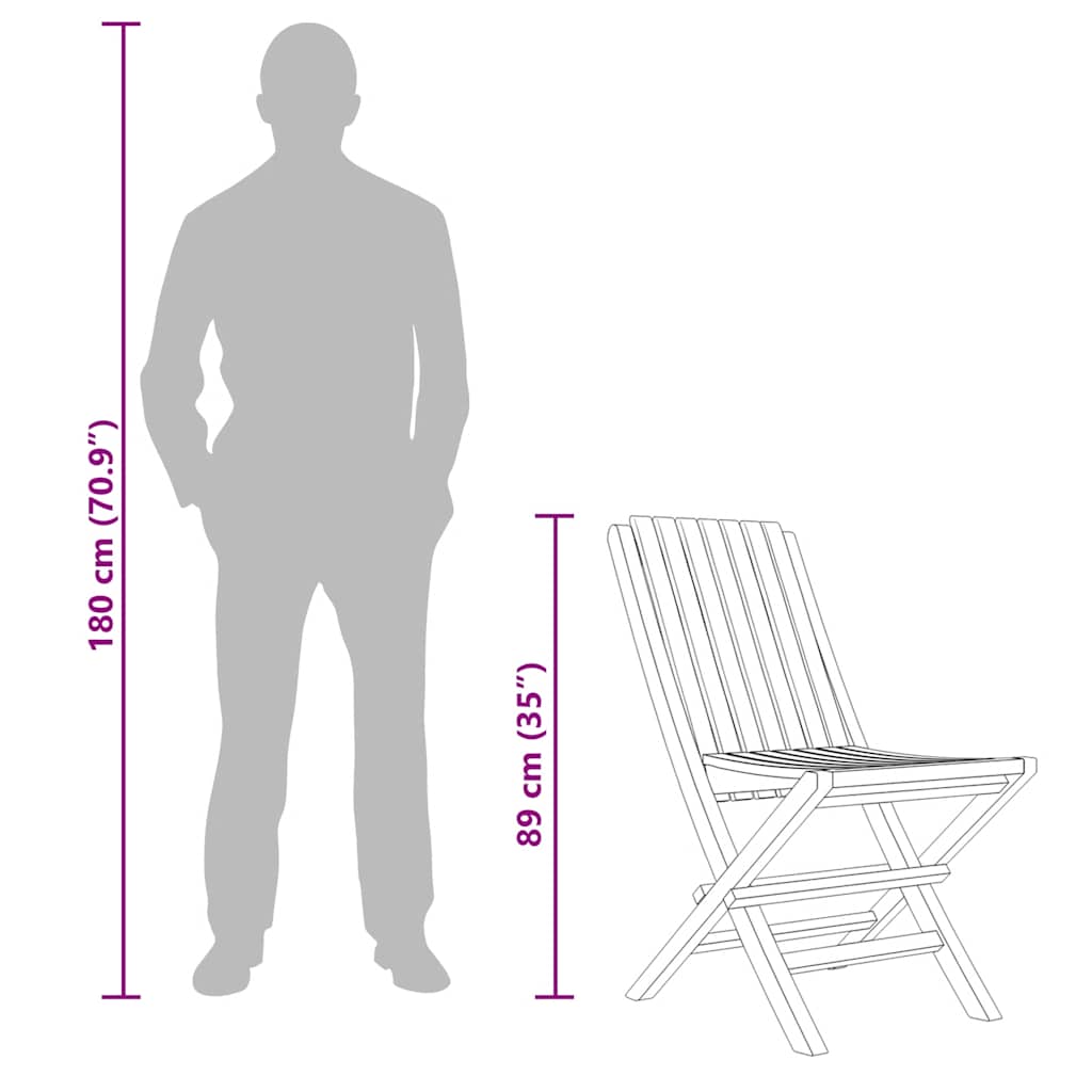 Folding Garden Chair | Set of 4 | Natural Wood | Solid teak wood | Medium
