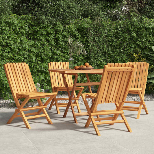 Folding Garden Chair | Set of 4 | Natural Wood | Solid teak wood | Medium