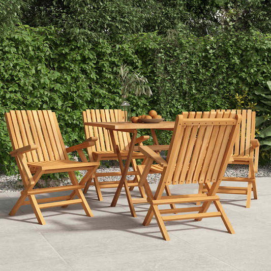 Folding Garden Chair | Set of 4 | Natural Teak | Solid Teak Wood
