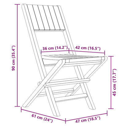 Folding Garden Chair | Set of 6 | Natural teak | Solid teak wood | Medium