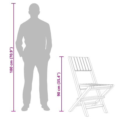Folding Garden Chair | Set of 6 | Natural teak | Solid teak wood | Medium