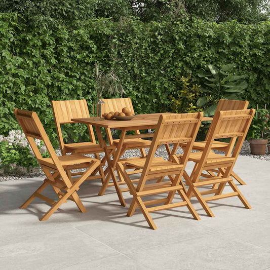 Folding Garden Chair | Set of 6 | Natural teak | Solid teak wood | Medium